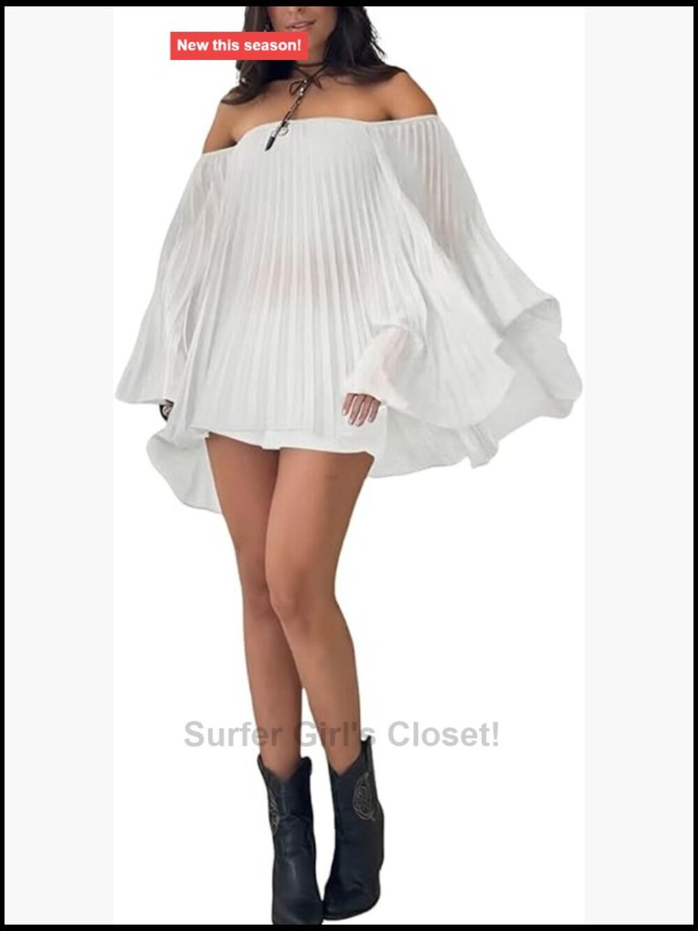 Women 2 Piece Outfits Pleated Shorts Sets Off Shoulder Bell Sleeve Oversized